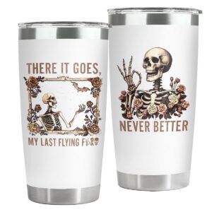 34hd christmas halloween gifts, skeleton tumbler with lid 20oz, horror coffee mug, skeleton cup, skull travel mug, sarcasm horror christmas gifts for women