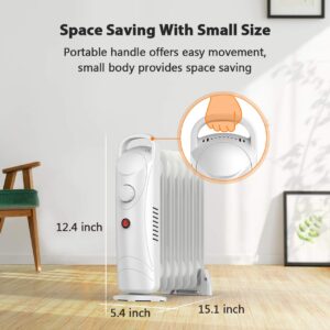 Air Choice Oil Heater, 700W Oil Filled Radiator Heater with Adjustable Thermostat, Electric Heater Heat Up 120 Sq.Ft Quickly for Home, Office