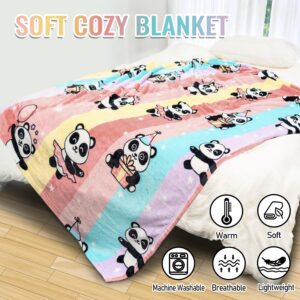 WMBLKT Cute Panda Blanket, Warm and Plush Rainbow Throw, Great Gifts for Kids Boys and Girls, 50x60 Inches