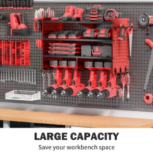 TomCare Power Tool Organizer Wall Mount 4 Layer Tool Storage Rack Heavy Duty Metal 6 Drill Holders Garage Tool Organizers and Storage Shelves with Screwdriver Holder Plier Holder for Garage Workshop