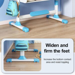 Kids desk and chair set,Premium Kids Study Desk Chair Set,Height Adjustable Children's Desk and Chair School Study Table Chair ,Ergonomic Desk Chair with Writing Board, Bookshelf and Drawer (Blue)