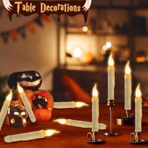 Halloween Decorations - 12PCS Floating Candles with Wand Remote, Magic Hanging, Battery Operated Flickering Warm Light Flameless LED Taper Candles for Table Indoor Outdoor Birthday Christmas Party