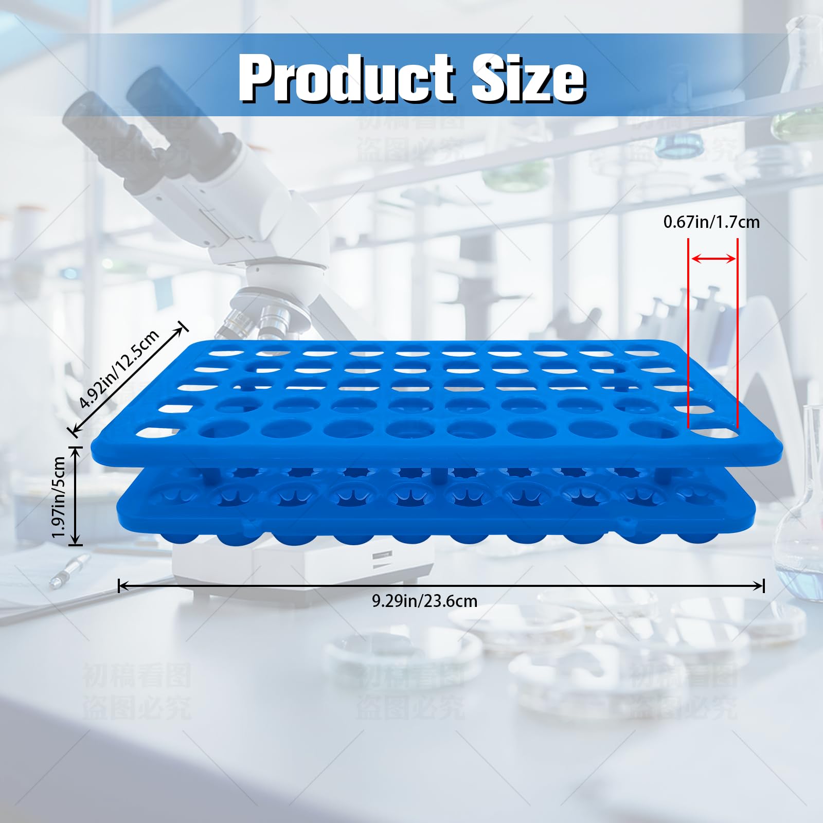 Saricho 50-Well Test Tube Rack for 5ml/10ml/15ml Tubes, Plastic Test Tube Holder with silicome pad,Pack of 3pcs(Blue Green Orange)