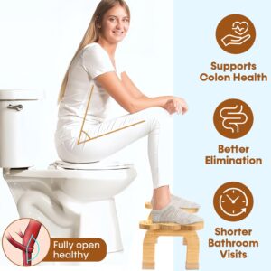 UTCG Bamboo Toilet Stool for Bathroom - Promotes Healthy Digestion, Non-Slip Design, 8 Inch Height, Ideal for Potty Training and Adults