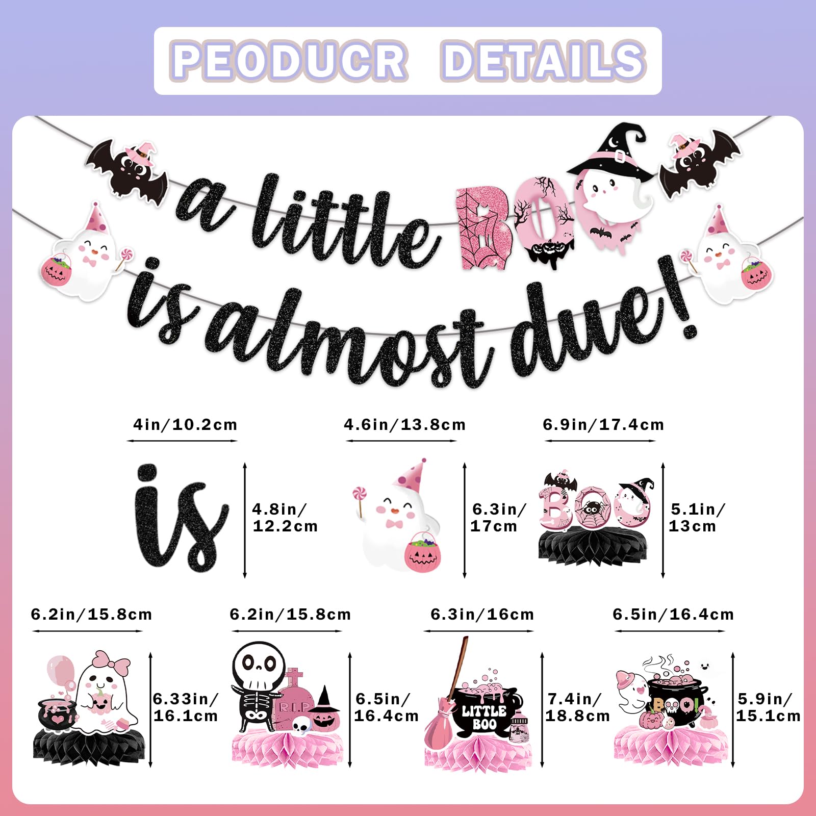 A little Boo Is Almost Due Banner Halloween Baby Shower Decorations Little Boo Baby Shower Decorations Girl for Halloween Pink Black Girl Halloween Party Decorations