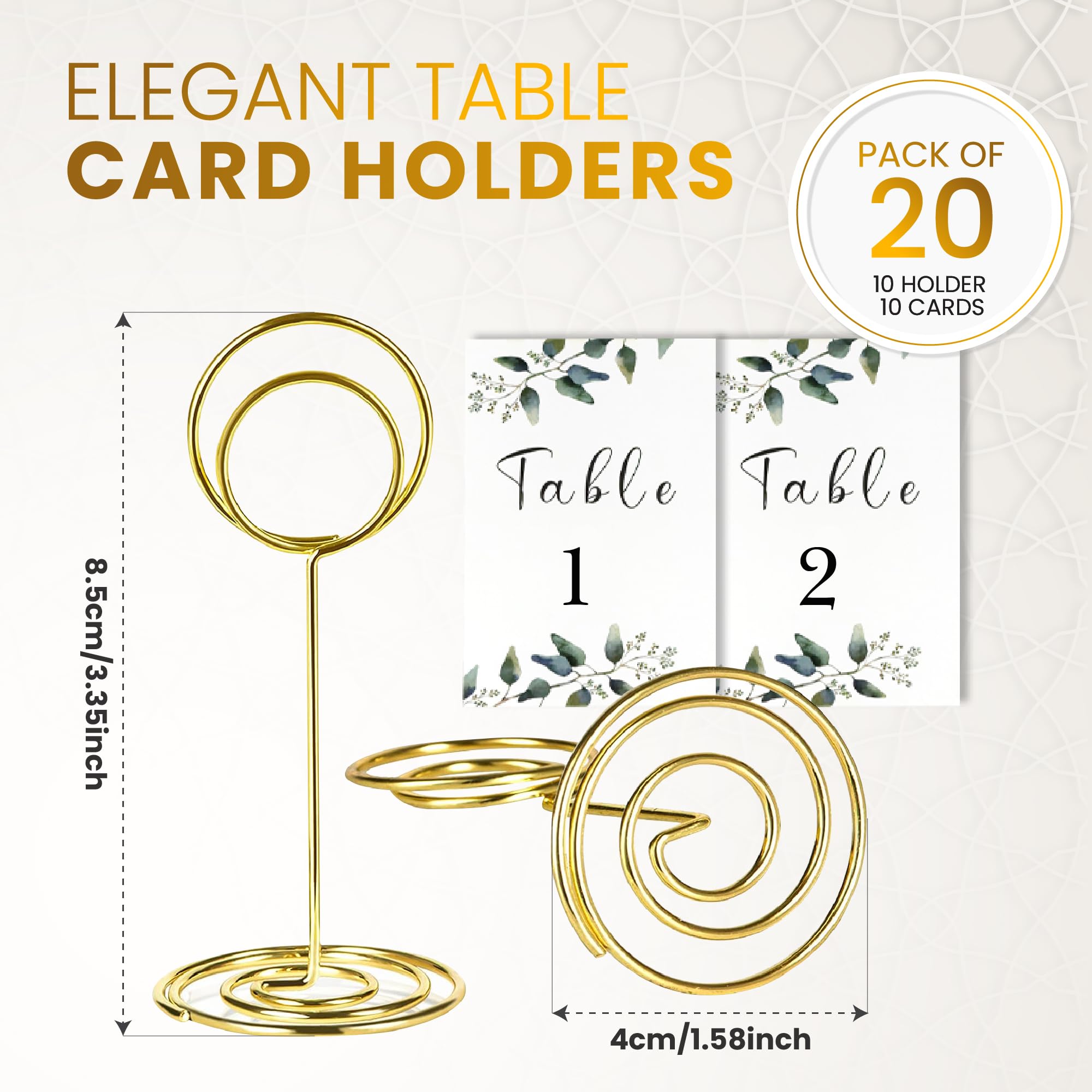 Generic 16 Pieces Table Card Holder 8 inches Table Number Holders Place Steel Card Holders for Photos, Food Signs, Memo Notes, Weddings, Restaurants, Birthdays