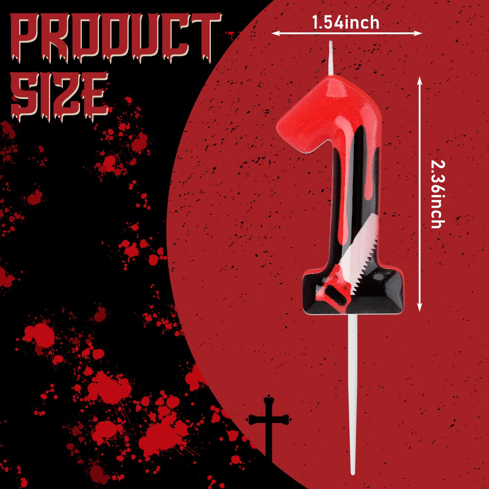 Photect Bleeding Number Candle Halloween Birthday Candle Have a Killer Birthday Cake Topper for Gothic Birthday Decoration Horror Themed Halloween Party (Number 1)