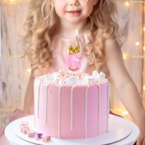 Llivseet 6th Pink Birthday Decorations Girl Includes Birthday Sash and Tiara Crown for Girls,Number Balloon & Candle,Birthday Cake Topper, 6 Year Old Girl Birthday Gifts Ideas Party Favor Supplies