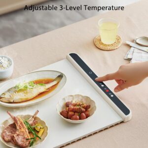 Food Warming Mat for Buffet, Adjustable Temperature, Auto Shut-Off, Full Surface Heating to Keep Food Warm, Easy to Use, Clean and Store, Electric Warming Tray for Buffets Party, Gathering, Daily Use