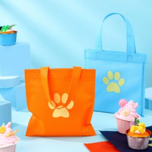 Aliceset 24 Pcs Dog Gift Bags with Handles 7.8 x 7.8 Inch Paw Print Bags Non Woven Cartoon Dog Party Favor Bags Paw Goodie Bags Reusable Paw Print Treat Bags for Dog Puppy Birthday Party Supplies