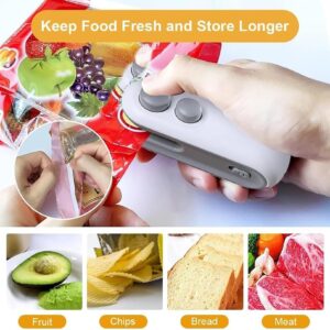 Generic 2 in 1 Mini Bag Sealer,Usb Rechargeable Chip Bag Sealer Heat Seal, Portable Handheld Vacuum Food Sealer Bag Sealing Machine for Snacks Chips Fresh Storage (White), 3.7x1.3inch