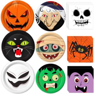 qiyanpax 105 pcs halloween party paper plates and napkins halloween theme party dinner for halloween party supplies halloween birthday party decorations, serve 30