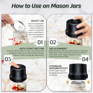 Fully Automatic Mason Jar Vacuum Sealer for Regular & Wide Mouth Mason Jars, Canning & Sous Vide Bags Vacuum Sealer Mason Jar, Jar Sealer Vacuum Sealing, Food Saver Vacuum Sealer for Jars