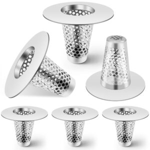 kaemi 6 pcs bathroom sink drain strainer for 1.2"-1.6" drain hole, premium 304 stainless steel small conical porous bathtub sink hair catcher