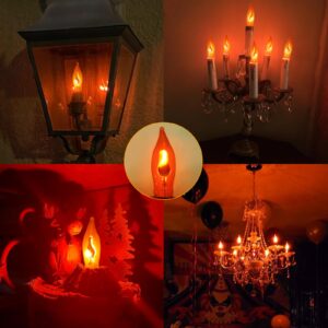 Flickering Flame Light Bulbs, 12 Pack C7 Orange Flickering Light Bulbs Edison Light Bulb, 1 Watt Night Light Bulbs E12 Candelabra Base Light Bulbs for Chandelier Candle Lamp Christmas Halloween Decor