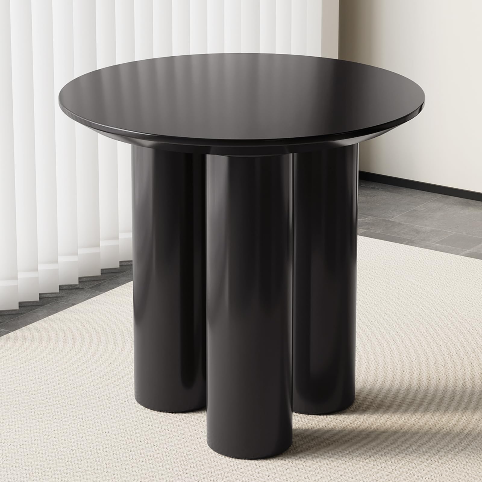 Guyii 30" Modern Round Dining Table for 2 Black Kichen Table with 3 Legs Small Nesting Table for 2 Tea Table for Dining Room KIchen Room Restaurant Table Saving Space