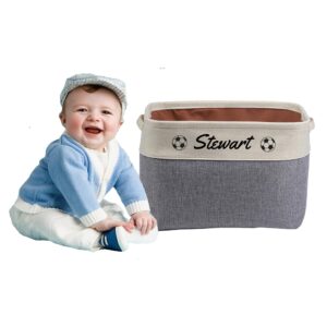 personalized storage boxes for children customize the name and icon, a foldable storage box bins for children's clothes, toys, books, etc storage baskets suitable for both boys and girls (gray)