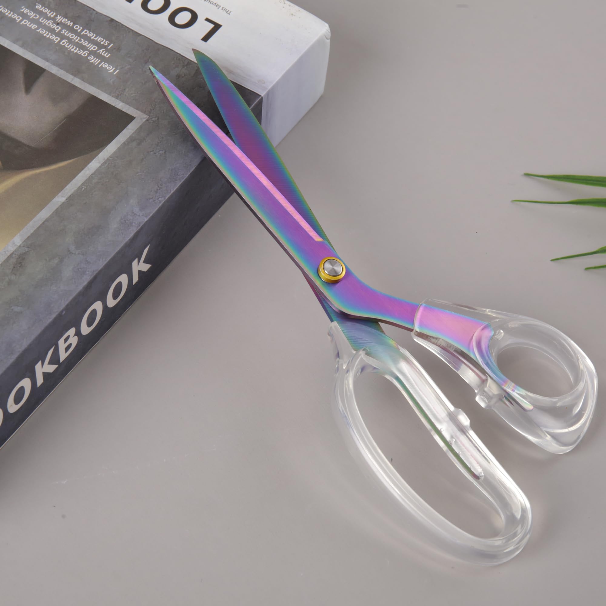 Acrylic Scissors, 9” Ultra-Sharp Titanium Coated Blades and Sharp All-Purpose Scissors, Sewing Scissors, Office Scissors, Comfortable Handle Design, Versatile Usage (Rainbow)