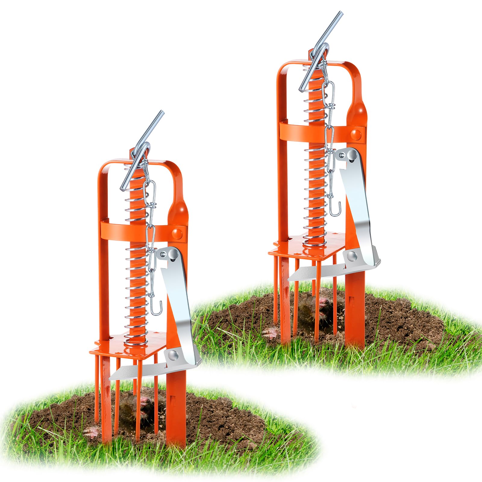 Qualirey 2 Pcs Mole Trap for Lawns, Spear Style Mole Killer for Garden Yard Outdoor, Alloy Steel Mechanical Vole Gopher Trap, Quick and Clean Mole Traps That Kill Best