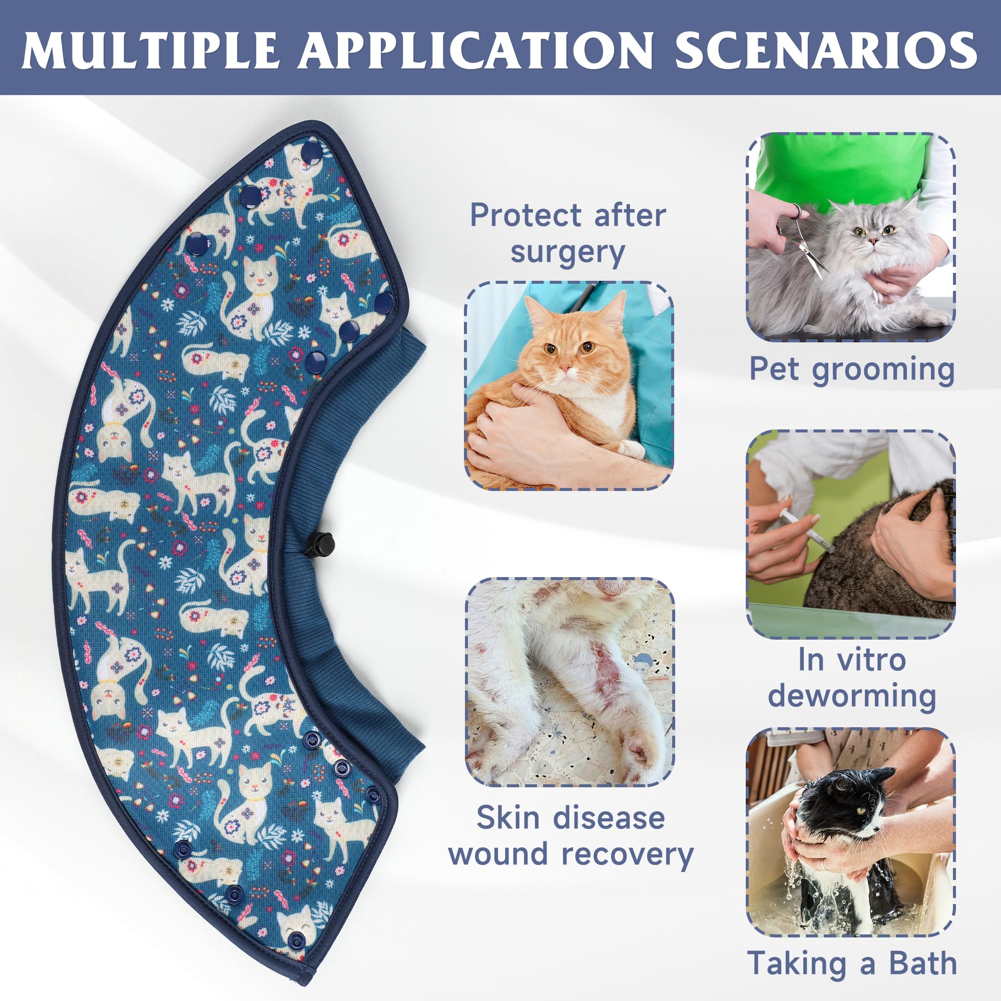 Pilviset Soft Cat Cone,Breathable Dog Cone Collar After Surgery, Adjustable Dog Cone to Stop Licking,Foldable Cat Recovery Collar,Water Resistant Neck Cone for Cats,Protective E Collar for Kitten M