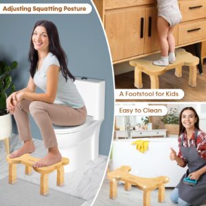 UTCG Bamboo Toilet Stool for Bathroom - Promotes Healthy Digestion, Non-Slip Design, 8 Inch Height, Ideal for Potty Training and Adults