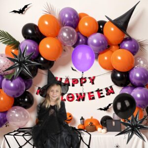 mcpinky halloween balloons set, 110pcs halloween balloons black purple orange latex balloons for halloween anniversary graduation decoration 12 inch