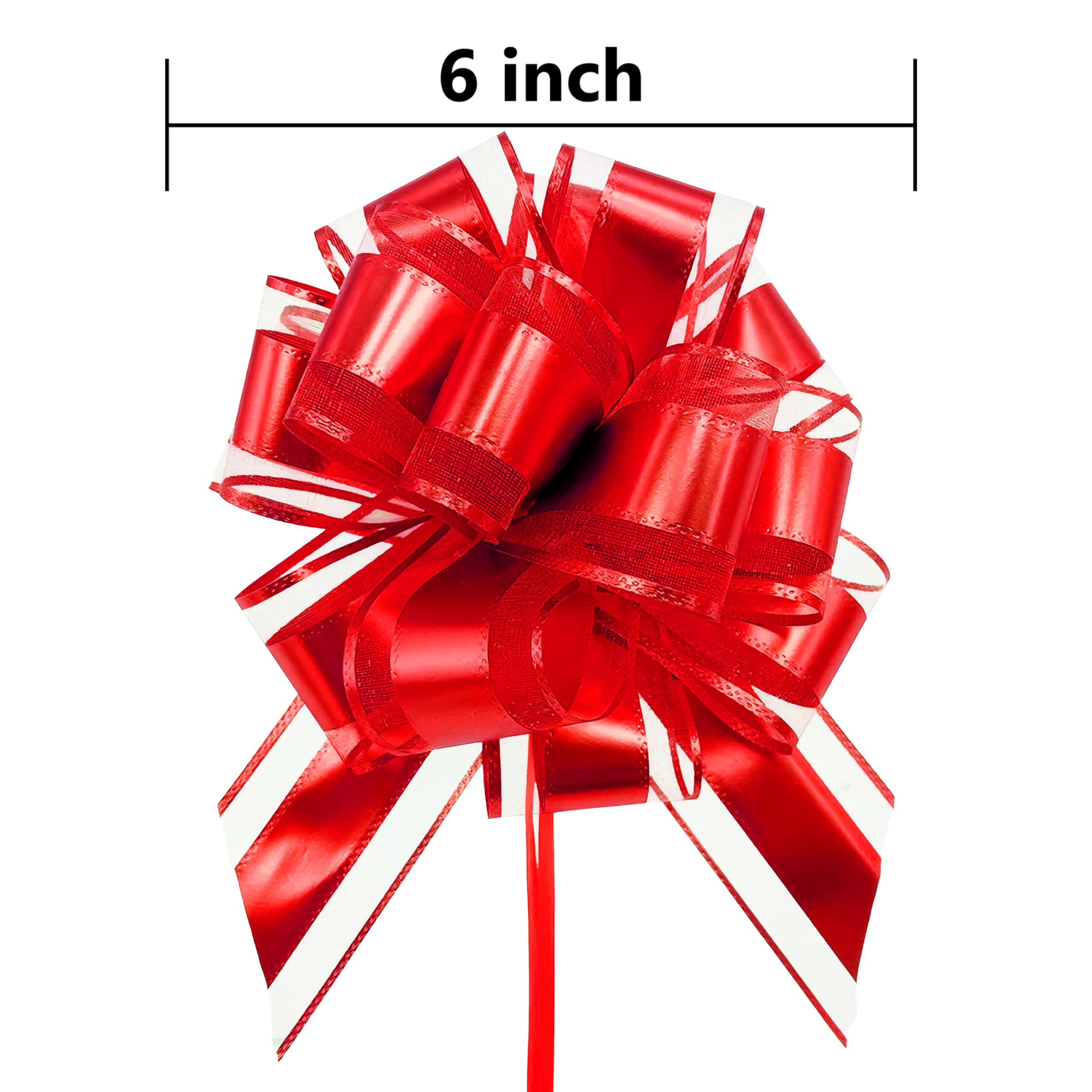 sxvblly 6 PCS Large Pull Bows 6 Inch Red Bows for Gift Wrapping Wedding Basket Decorated Car Bow Birthday Party Christmas Gift as Well as Valentine's Day Gift Decorations