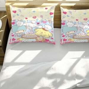 EIANLAI 3 Piece Anime Bedding Set 3D Printed Cartoon Soft Duvet Cover Set for Bedroom (1 Duvet Cover & 2 Pillowcases)-Full