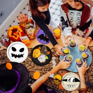 LINHAXM 105PCS Halloween Paper Plates Halloween Plates Ghosts Pumpkin Skull Spider Web Design for Halloween Party Decorations Halloween Party Supplies, Serves 30