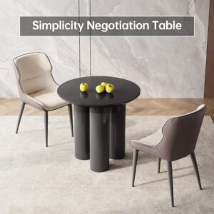 Guyii 30" Modern Round Dining Table for 2 Black Kichen Table with 3 Legs Small Nesting Table for 2 Tea Table for Dining Room KIchen Room Restaurant Table Saving Space