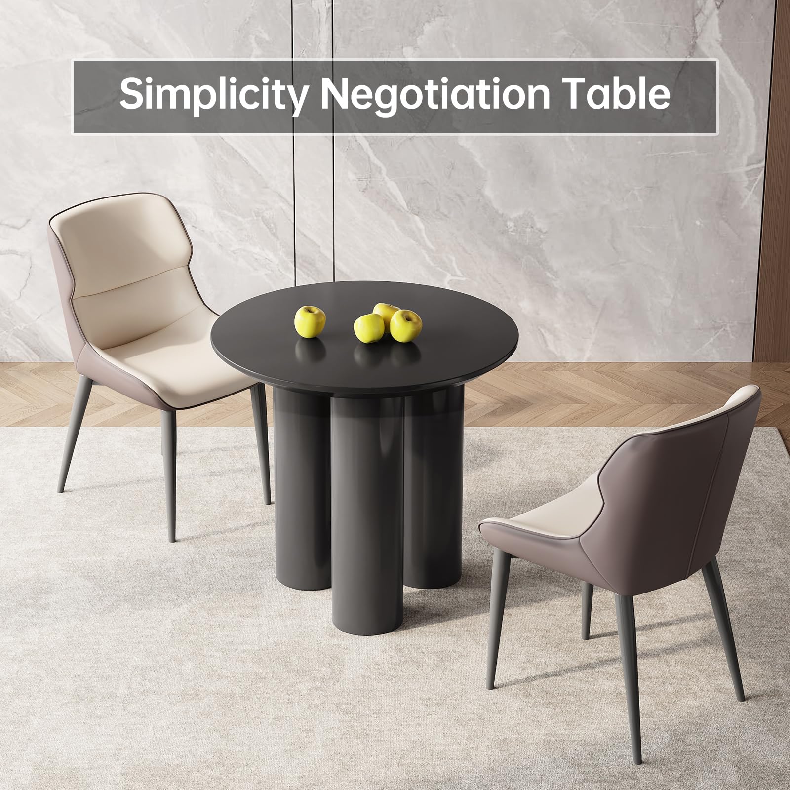 Guyii 30" Modern Round Dining Table for 2 Black Kichen Table with 3 Legs Small Nesting Table for 2 Tea Table for Dining Room KIchen Room Restaurant Table Saving Space