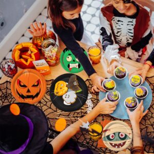 QIYANPAX 105 Pcs Halloween Party Paper Plates and Napkins Halloween Theme Party Dinner for Halloween Party Supplies Halloween Birthday Party Decorations, Serve 30