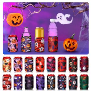 Chengu 16 Pcs Beer Can Sleeves Halloween Beer Can Cooler Insulated Beer Soda Can Cover 12oz Neoprene Beer Holder Non Slip Colored Drink Can Covers for Beer Cans Bottles Home Kitchen Office Bar