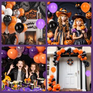 MCPINKY Halloween Balloons Set, 110PCS Halloween Balloons Black Purple Orange Latex Balloons for Halloween Anniversary Graduation Decoration 12 Inch