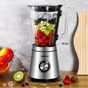 Ranbomer Blender,Blenders for Kitchen,Glass Blender for Shakes and Smoothies,crush ice,51oz Glass Jar,Simple Speed Dial,Black.