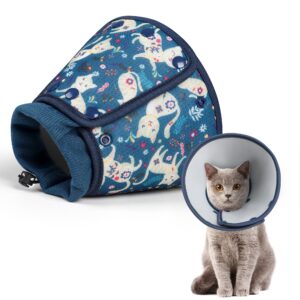 pilviset soft cat cone,breathable dog cone collar after surgery, adjustable dog cone to stop licking,foldable cat recovery collar,water resistant neck cone for cats,protective e collar for kitten m