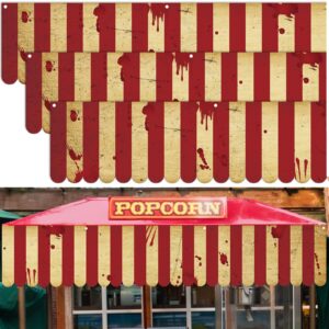 chunnin halloween circus awning horror circus carnival party decorations circus bloody white and red striped pennant banner creepy carnival tent for halloween eve circus theme party decorations