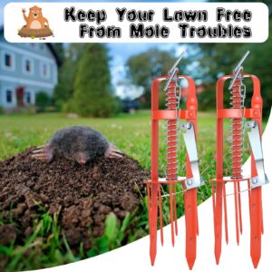 Qualirey 2 Pcs Mole Trap for Lawns, Spear Style Mole Killer for Garden Yard Outdoor, Alloy Steel Mechanical Vole Gopher Trap, Quick and Clean Mole Traps That Kill Best