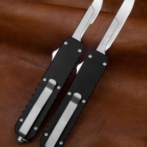 Tenchilon TQ38 Aluminium Alloy Scalpel Pocket Knife with Clip, Small EDC Telescopic Retractable Box Cutter 20pcs Carbon Steel Blades Box Cutter, Precision Craft DIY Knife for Office Home Arts