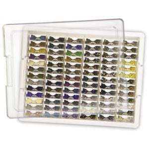 Bead Storage Solutions Elizabeth Ward Plastic Tray and Bead Organizer, 78 Containers of Various Sizes, Tray, and Lid for Beads, 8 Pack, Clear