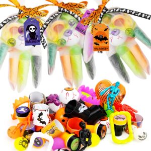 220pcs halloween party favors, 12 pack gloves stuffed toys bulk, non-candy halloween prefilled toys for kids trick or treat, halloween gifts for boys girls school classroom prizes party supplies