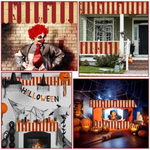 Chunnin Halloween Circus Awning Horror Circus Carnival Party Decorations Circus Bloody White and Red Striped Pennant Banner Creepy Carnival Tent for Halloween Eve Circus Theme Party Decorations