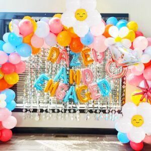 JeVenis Dazed and Engaged Bachelorette Decorations 70s Retro Disco Groovy Bachelorette Party Decoration Daisy Groovy Balloon Bridal Shower Party Backdrop Ring Balloon