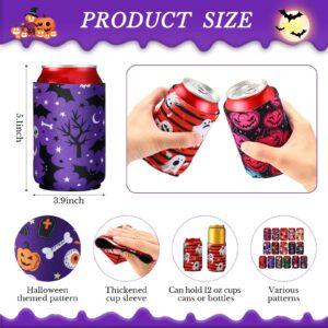 Chengu 16 Pcs Beer Can Sleeves Halloween Beer Can Cooler Insulated Beer Soda Can Cover 12oz Neoprene Beer Holder Non Slip Colored Drink Can Covers for Beer Cans Bottles Home Kitchen Office Bar