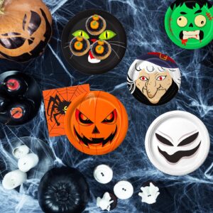 QIYANPAX 105 Pcs Halloween Party Paper Plates and Napkins Halloween Theme Party Dinner for Halloween Party Supplies Halloween Birthday Party Decorations, Serve 30