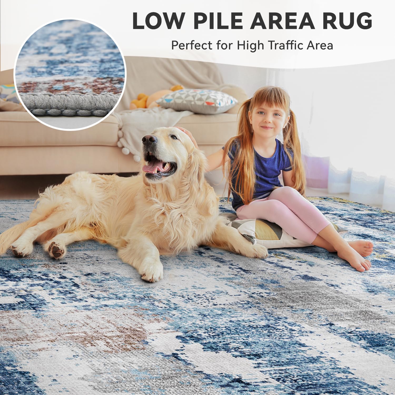 Area Rugs for Living Room Rug 5x7 Bedroom Rug Washable Carpet-Rugs for Bedroom Abstract Modern Rug Dining Room Rug Low Pile Contemporary Office Rug Non Slip Rug Colorful