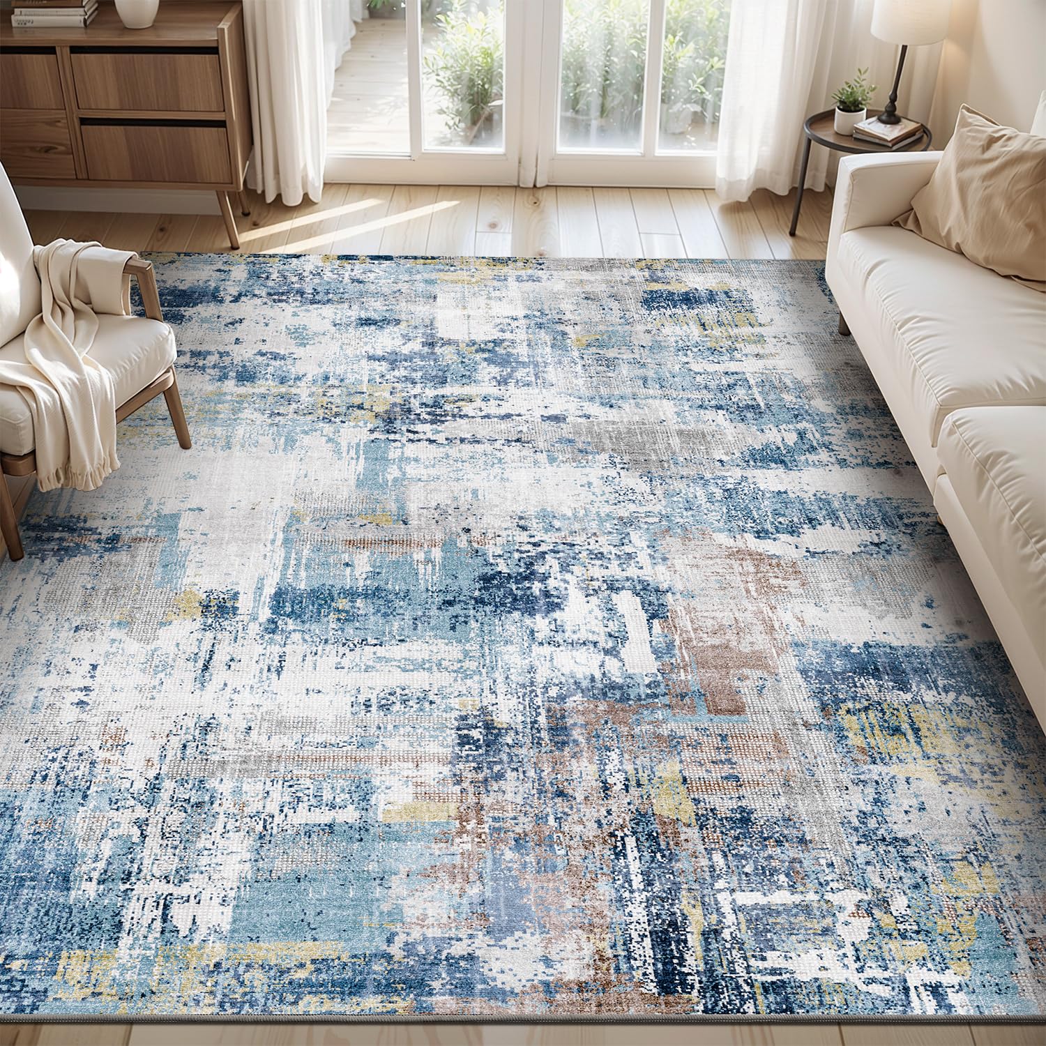 Area Rugs for Living Room Rug 5x7 Bedroom Rug Washable Carpet-Rugs for Bedroom Abstract Modern Rug Dining Room Rug Low Pile Contemporary Office Rug Non Slip Rug Colorful