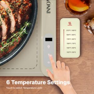 [Latest] Graphene Electric Food Warming Tray - 6 Temperature Settings, High Heat, Latest Model, Portable Silicone Heating Mat. Food Warmer for Parties, Family Gatherings. (Ivory Beige, Large)