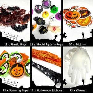 LINAYE 220PCS Halloween Party Favors for Kids, Non-Candy Halloween Treats Bulk, Halloween Gloves Stuffed Halloween Toys Bulk for Kids, Halloween Treat Goodie Bag Fillers Stuffers for Kids