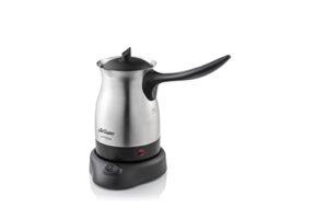 arzum cezve electric turkish coffee maker, stainless steel, boil-dry protection, lid for extra protection, cordless use, 1 to 4 cups, 120v, 3-pin us-plug, 800w